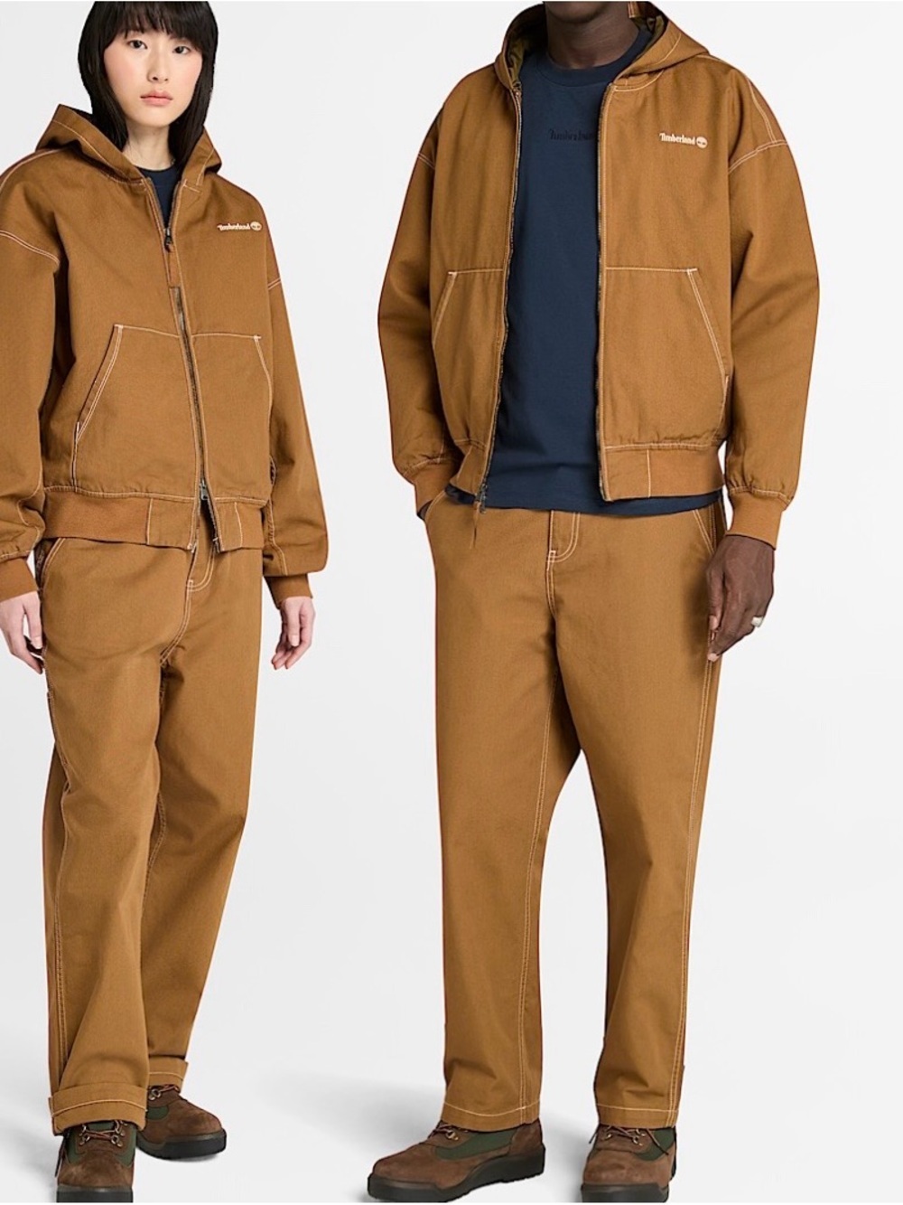 Timberland Caramel Brown Hooded Zip Jacket unisex size medium